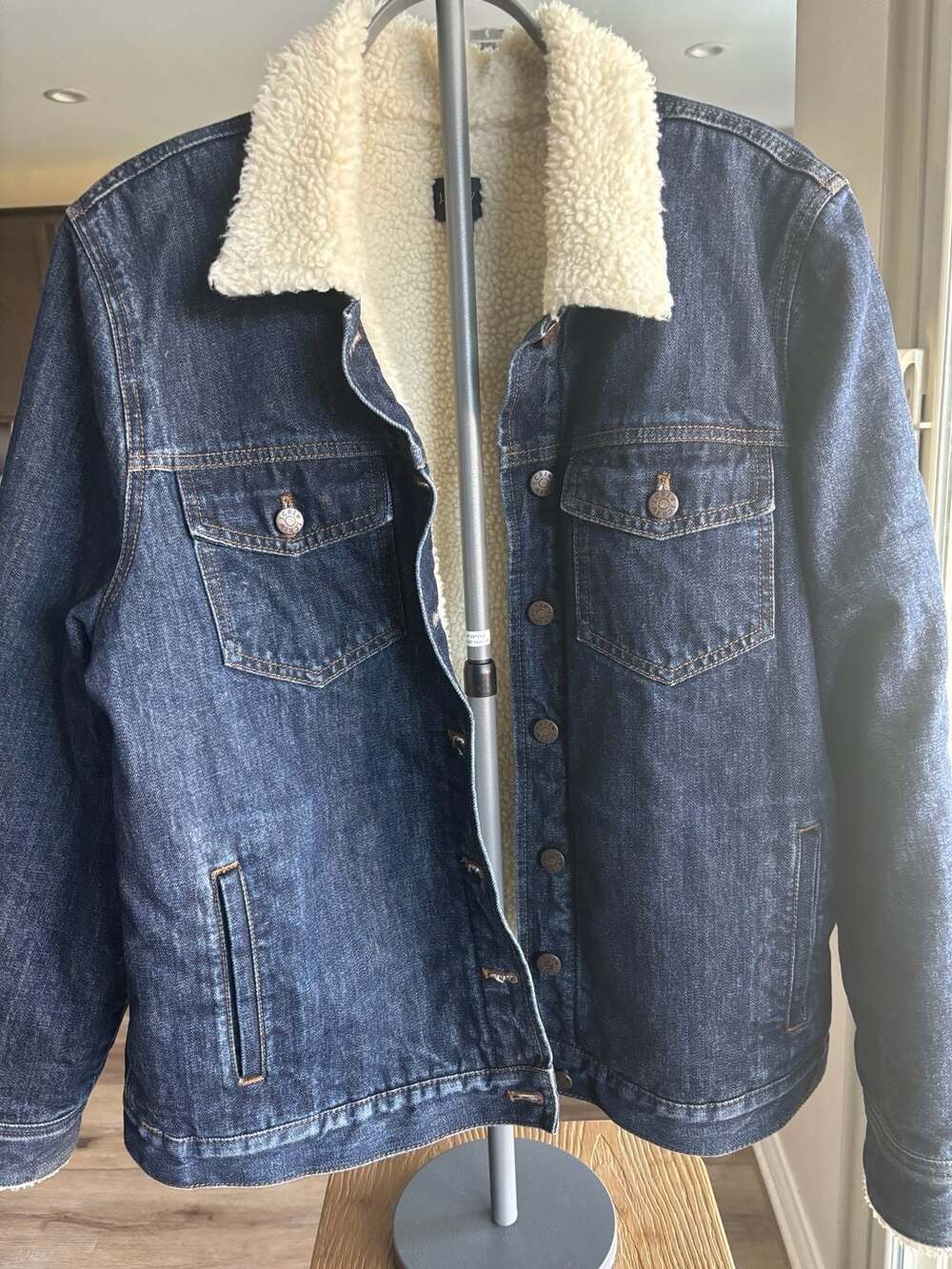 J.Crew Sherpa-Lined Denim Trucker Jacket Size Large women’s